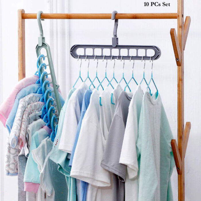 Pack Of 10 Rotate Anti-Skid Folding Hanger Portable Hanging For Home Wet Dry Clothes