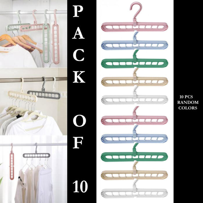 Pack Of 10 Rotate Anti-Skid Folding Hanger Portable Hanging For Home Wet Dry Clothes