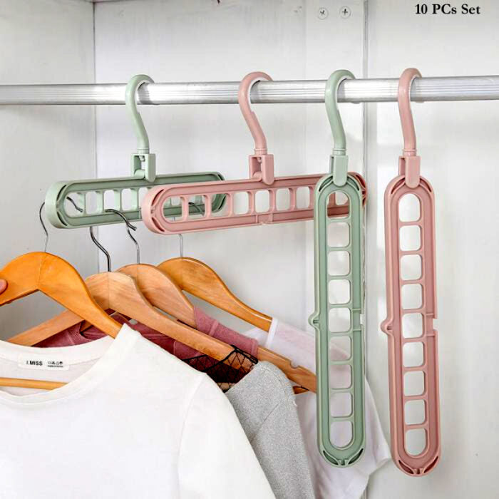 Pack Of 10 Rotate Anti-Skid Folding Hanger Portable Hanging For Home Wet Dry Clothes