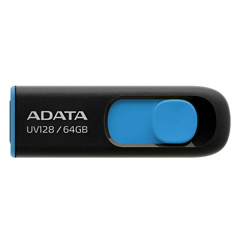 ADATA UV128 USB 3.2 Flash Drive – Sleek, Slide-Out Design | Available in 32GB, 64GB, and 128GB