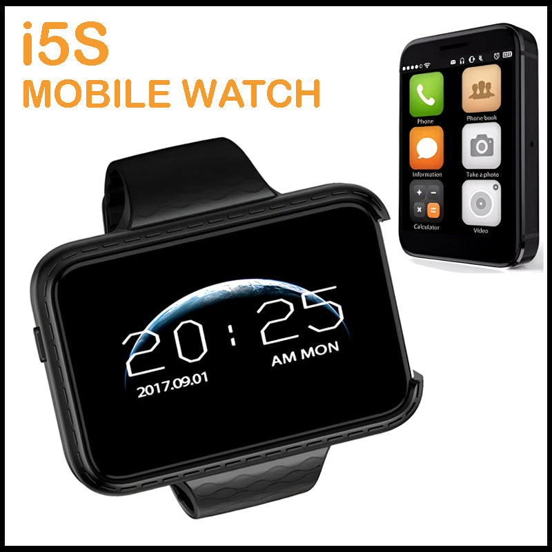 i5S 2.2-Inch High-Definition Display, SIM/TF Card Supported Premium Multi-Functional Smart Mobile Watch with Silicone Band